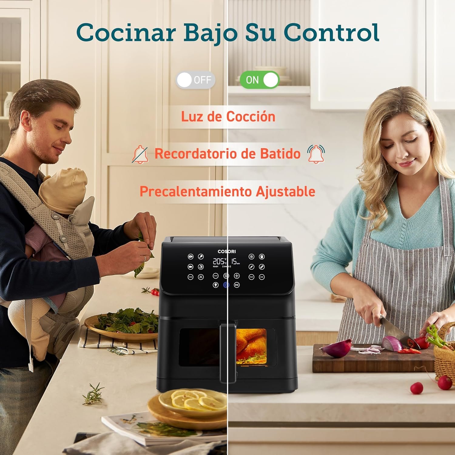 freidora sin aceite Cosori premium 2 chef edition 6.2L con ventana