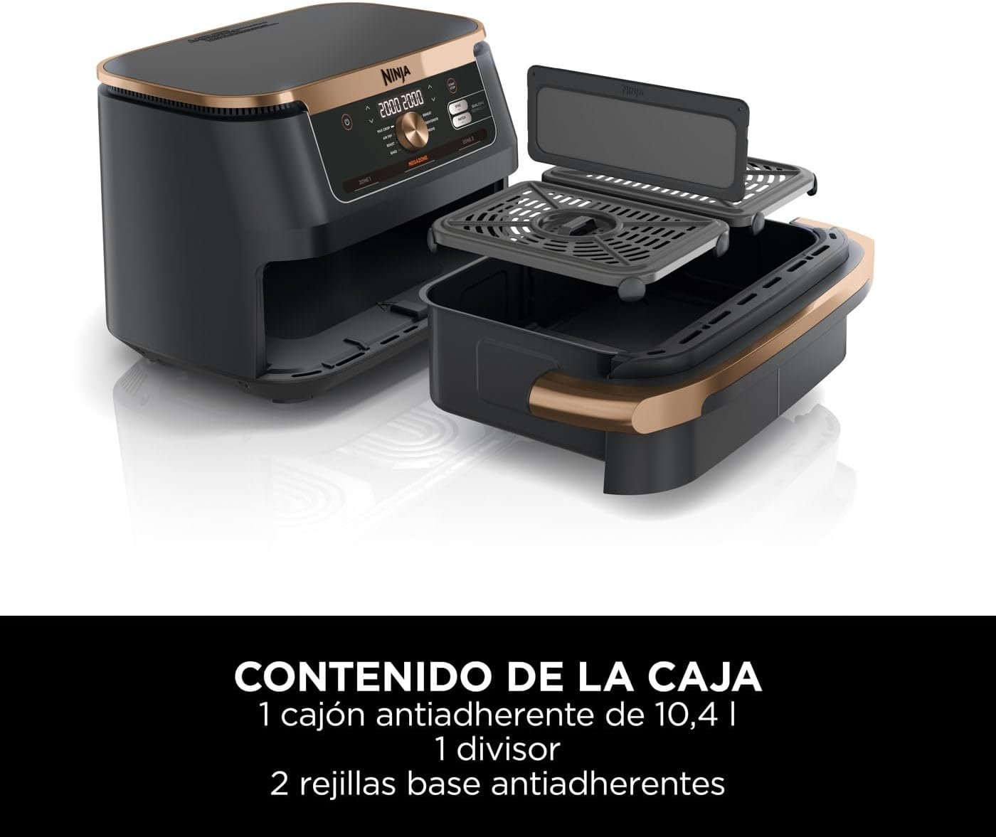 Ninja Foodi Flexdrawer Dualzone 10.4L 7 en 1 AF500eu contenido de la caja