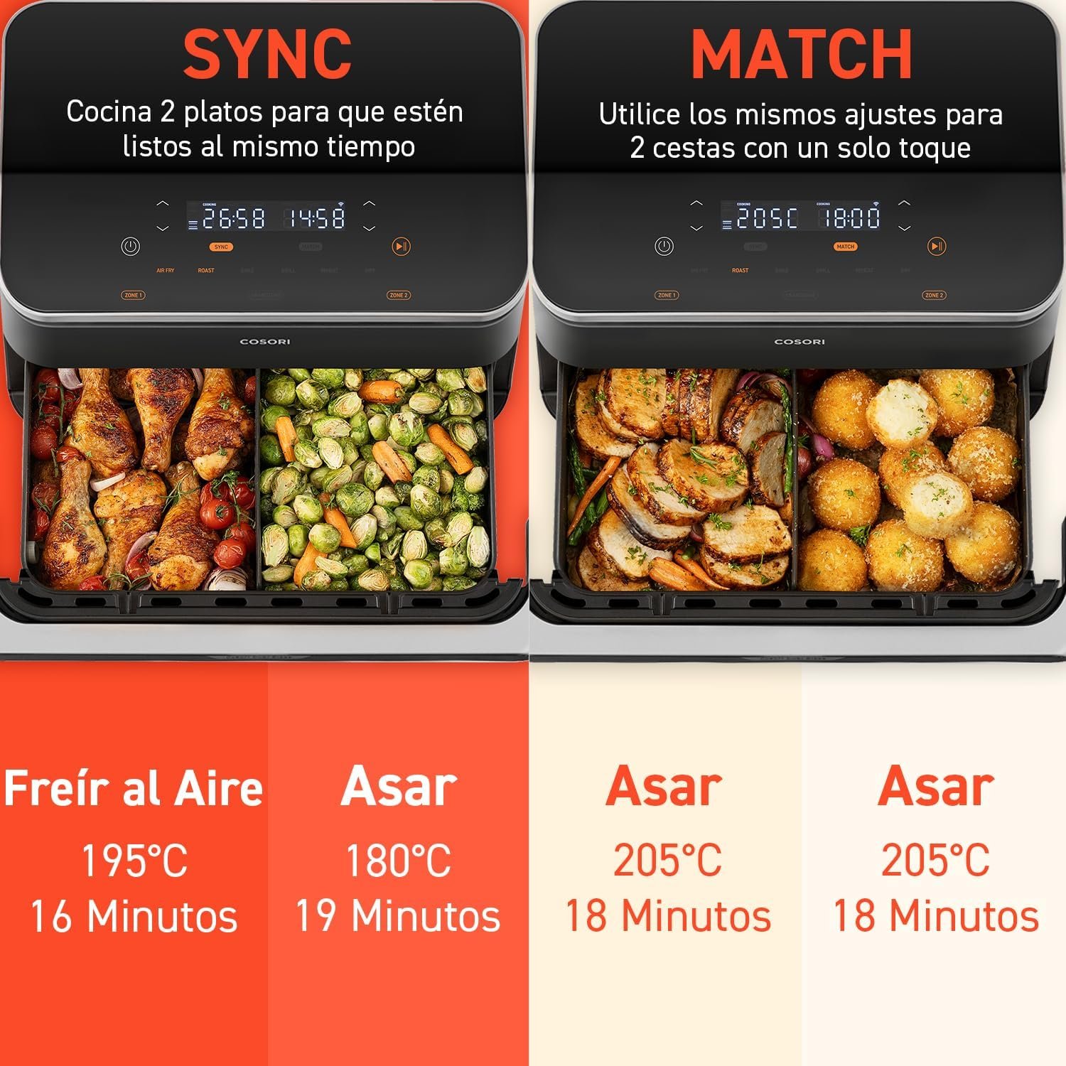 cosori freidora de aire dual blaze twinfry 10 litro